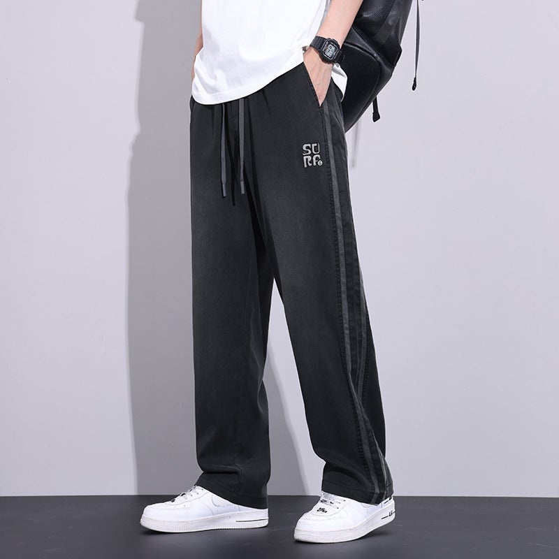 American Tencel Casual Pants Men'S Summer Loose Straight Dirty Jeans New Ice Silk Ice Oxygen Sports Pants - Image 1
